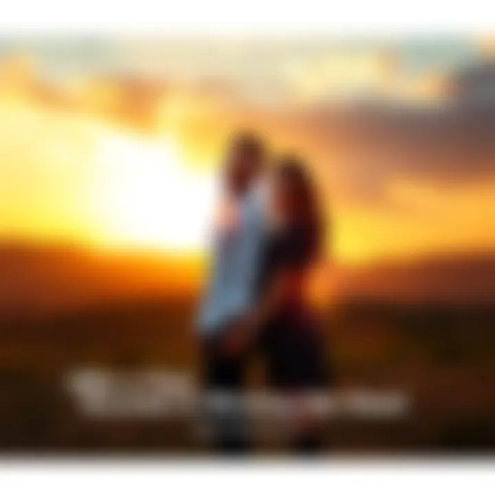 A couple stands together, smiling and holding hands in a warm sunset, symbolizing love and connection after a long journey of persistence.