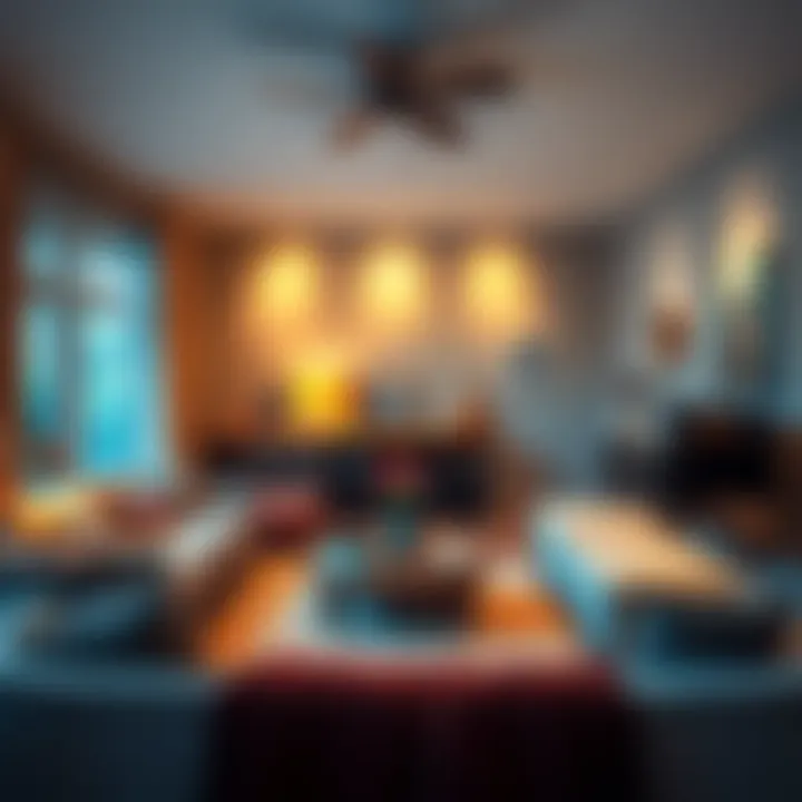 A cozy living room with comfortable furniture, warm lighting, and personal decor, creating an inviting atmosphere.