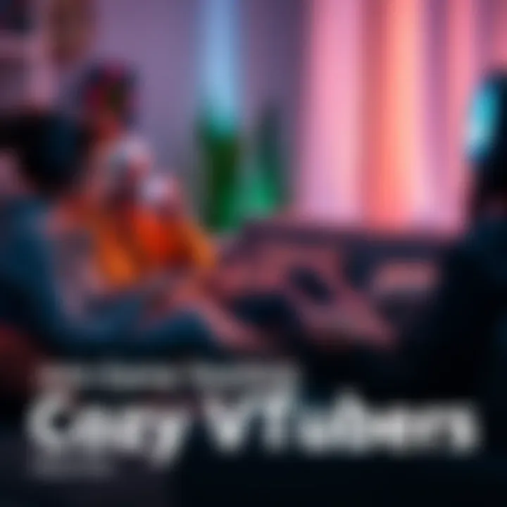 A group of VTubers in a cozy setting, playing games and enjoying each other's company