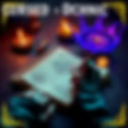 Creating a Cursed Technique A person sketching a design for a Cursed Technique on a notebook, surrounded by symbols representing power and balance.