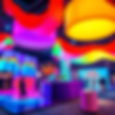 A vibrant display of innovative design strategies at Fairs Murata, featuring colorful installations and engaging visuals.