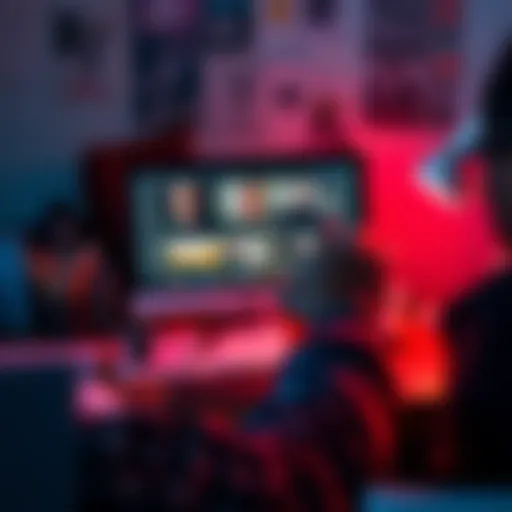 A person reviewing edits on a digital screen, surrounded by notes and creative tools, reflecting a creative process