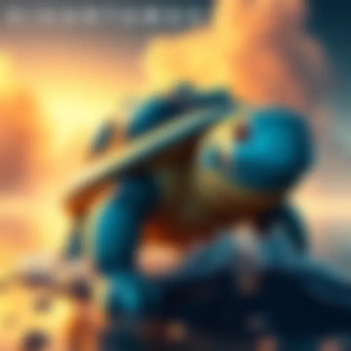 A unique artistic version of Gigantamax Blastoise with creative design features, emphasizing its water theme and turtle shape.