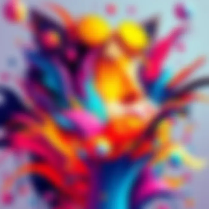 A vibrant piece of artwork that combines various contemporary styles, reflecting popular culture and current events. Bright colors and dynamic shapes illustrate the connection between art and today's ...