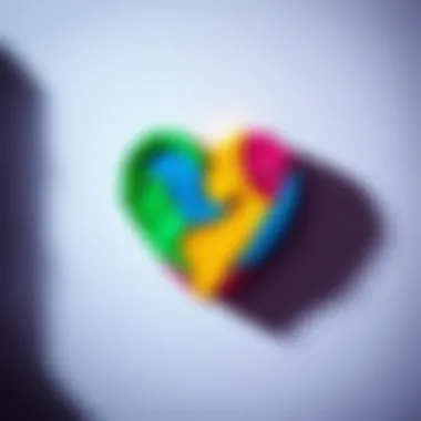 Colorful clay fridge magnet shaped like a heart, showcasing unique artistic design, placed on a refrigerator.