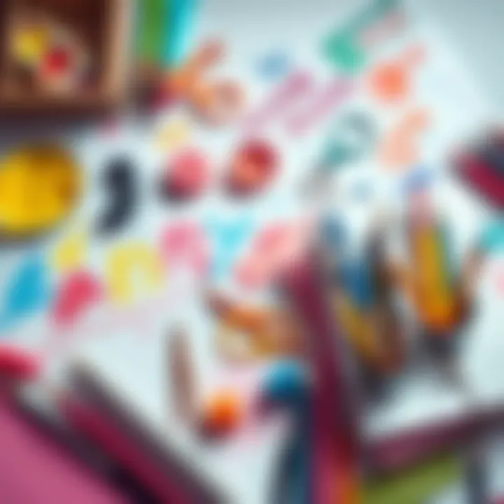 A collage of art supplies, sketchbooks, and vibrant colors representing various creative projects.