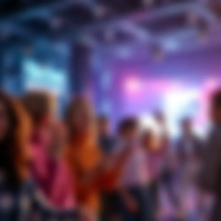 A group of diverse people engaging in fun activities inspired by TikTok trends, showcasing creativity and interaction