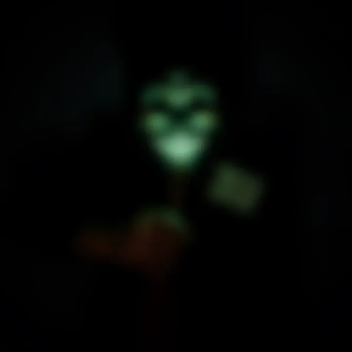 A person holding a prank prop with a sinister smile, surrounded by dark shadows, illustrating the unsettling side of jokes on April Fools' Day.