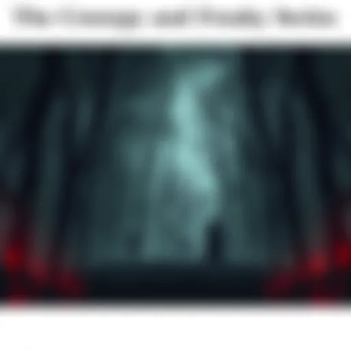 Dark and eerie forest with fog and shadowy figures, representing horror stories from Chapter 16 of the series