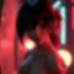 A still from the movie showing '95 Motoko with a haunting expression and doll-like features in a dimly lit setting.