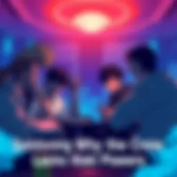 A group of characters discussing their lack of Haki powers in a lively setting