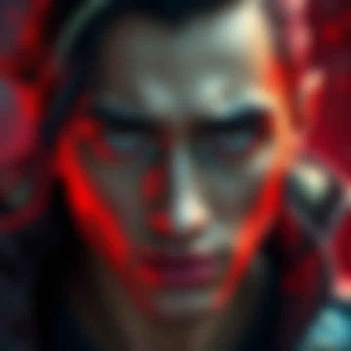 Individual showing features similar to the Crimson Behilit character, with a striking look and bold expression