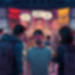 A group of fans discussing the latest chapter, showing frustration and disappointment with a backdrop of comic panels and characters in conflict.