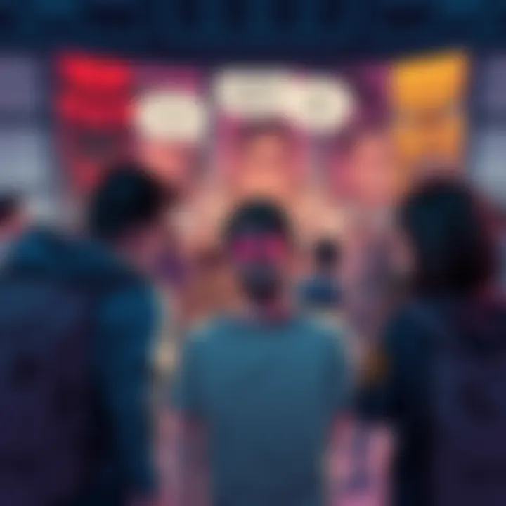 A group of fans discussing the latest chapter, showing frustration and disappointment with a backdrop of comic panels and characters in conflict.