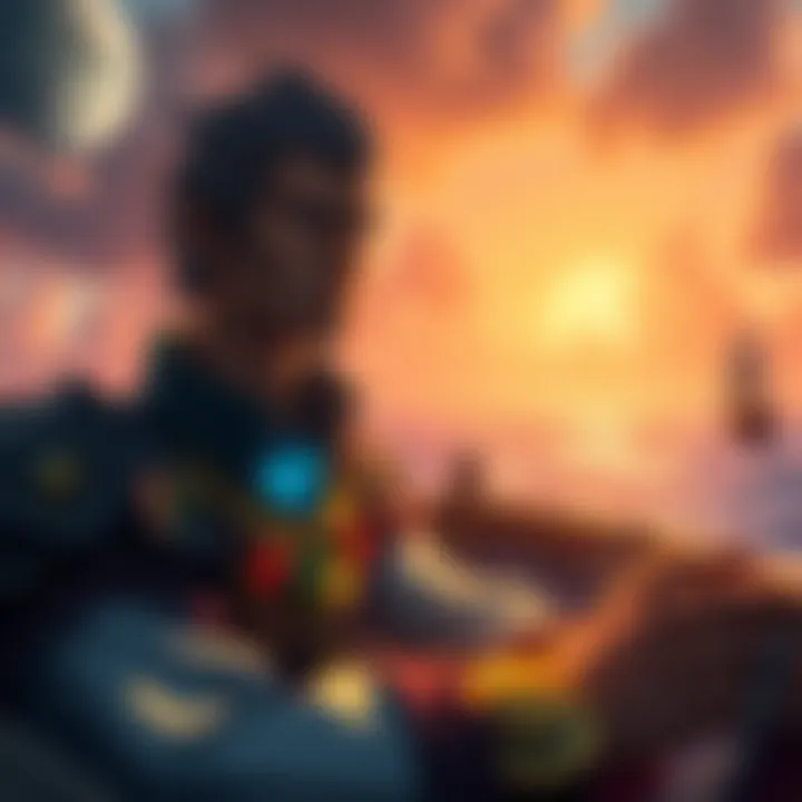 Crocus looking older than his age in a scene from the Laboon arc, surrounded by an ocean and a ship, reflecting on his past.