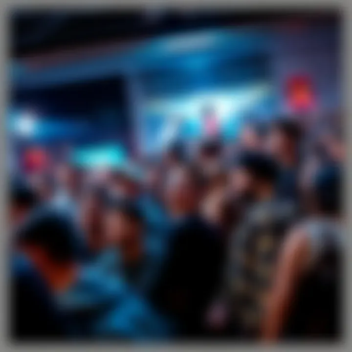 A crowded room with people discussing the latest shocking news, showing various expressions of surprise and concern.