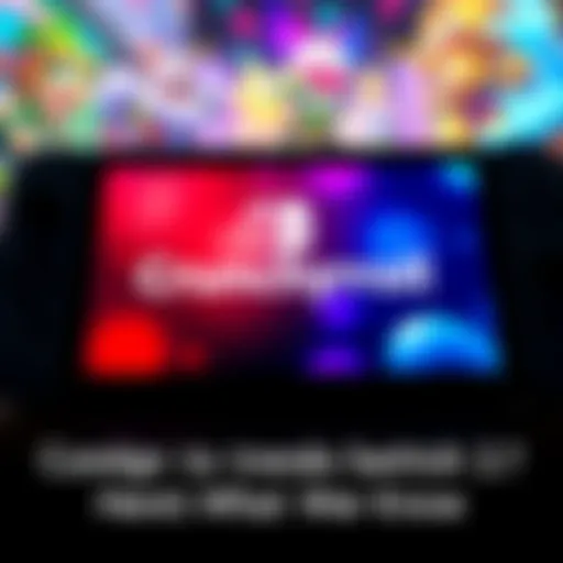 Crunchyroll logo displayed on the screen of a Nintendo Switch 2 console with a colorful gaming background