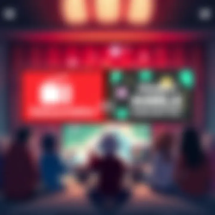 Crunchyroll Subscription Options A split image showing a monthly subscription icon on one side and a yearly subscription icon on the other, both with animated characters watching anime on a screen.