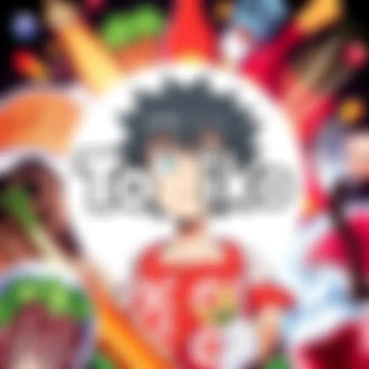 Crunchyroll logo with an illustration of the Toriko anime character surrounded by food-related elements