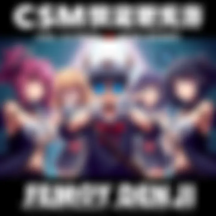 Four CSM girls prepare to battle Femboy Denji in an intense face-off, showcasing their unique styles and determined expressions.