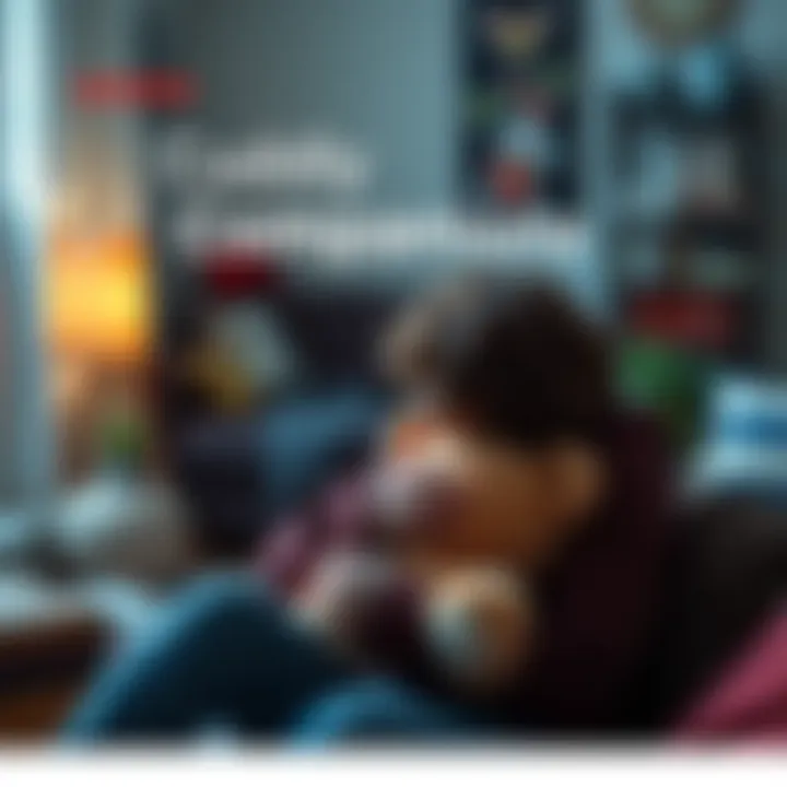 A person hugging a soft stuffed animal, showcasing comfort and companionship in a cozy living room setting.