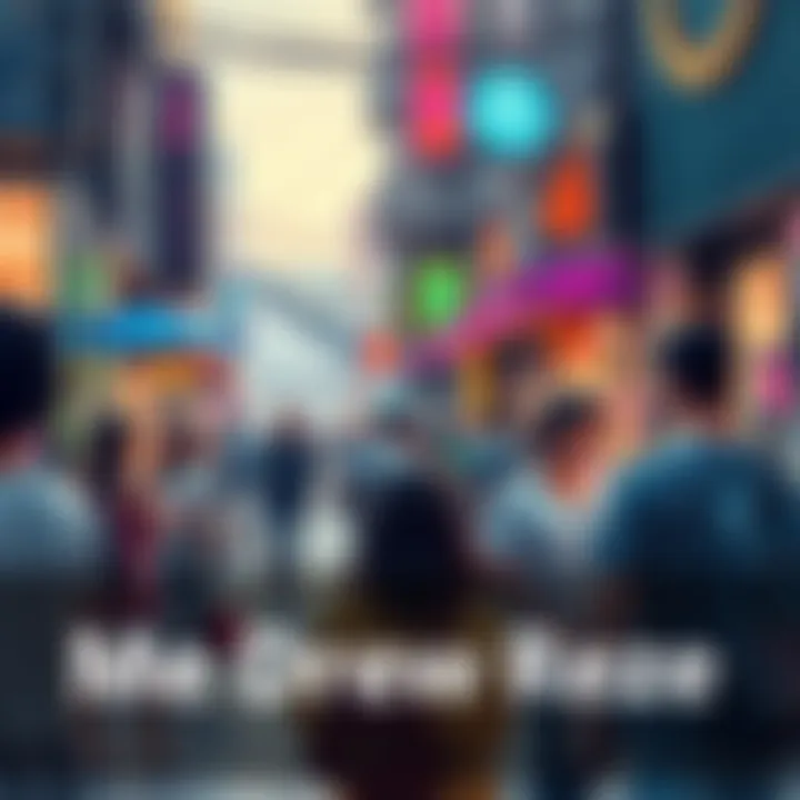 A vibrant street scene showing people engaging with Me Drew Reze in various forms of art, music, and discussions.