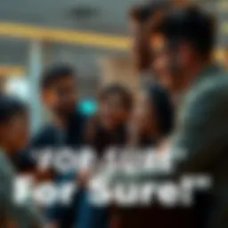 Cultural Phrase in Conversation A group of friends engaged in casual conversation with one saying 'For Sure' enthusiastically, reflecting its cultural significance.