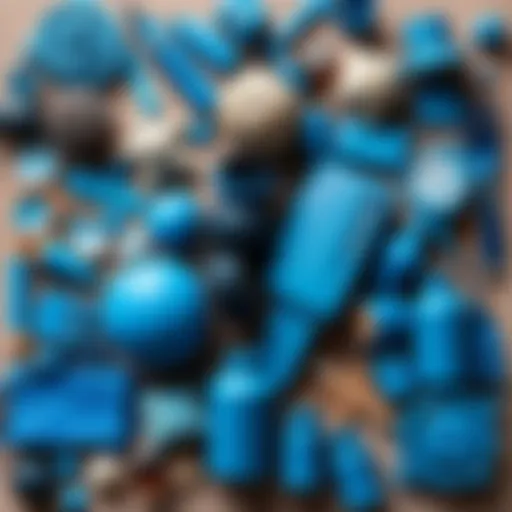Cultural Significance of Blue A collage of blue objects representing different cultures, including art, clothing, and nature, showing blue's versatile impact on emotions and society.