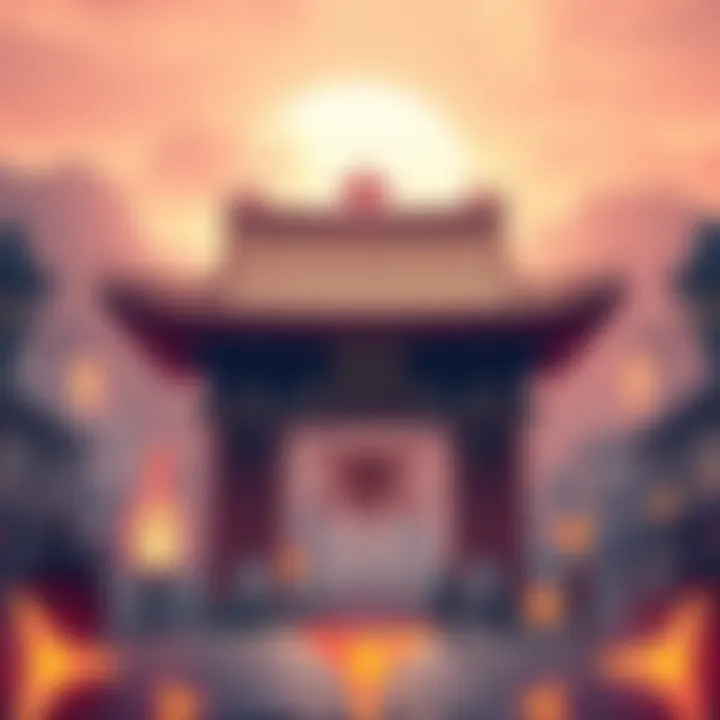 A representation of Sakuhina, showcasing its historical elements and modern cultural significance, surrounded by symbols of contemporary society.