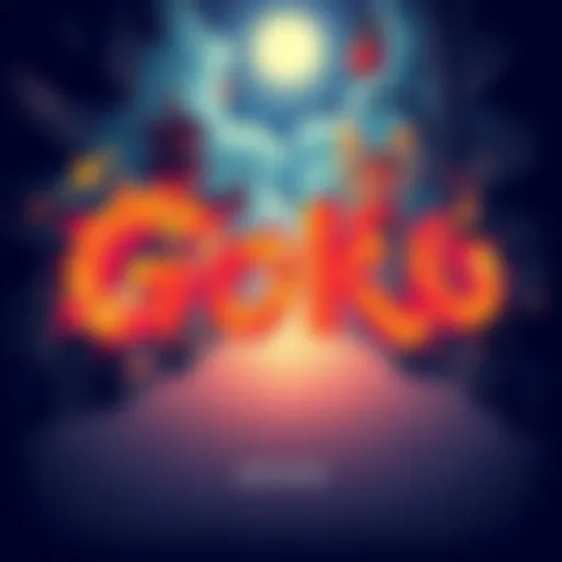 Cultural Symbolism in Language An illustration showing the word 'Goku' surrounded by vibrant cultural symbols, contrasting with the word 'Zero' in a dull setting.