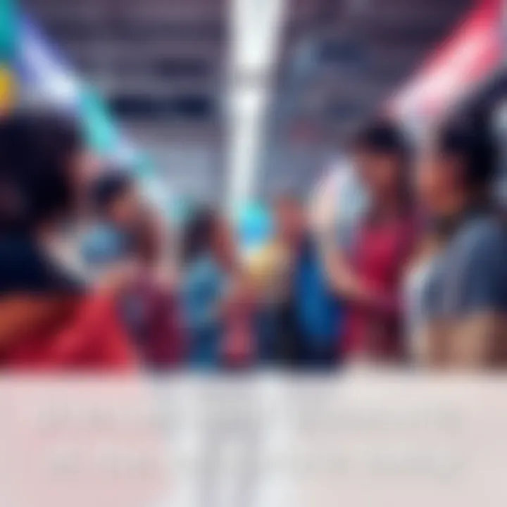 Group of excited shoppers examining a surprising item found in a local store aisle