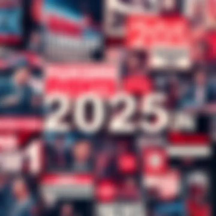 A collage of news headlines showing political changes, economic trends, and social shifts for 2025.