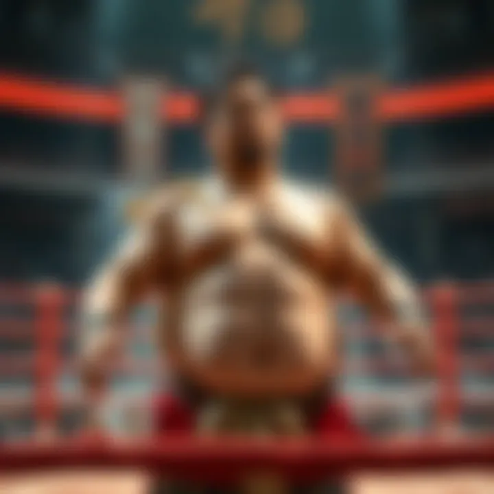 Current Koga stands confidently in the sumo ring, showcasing his strength and agility, contrasting with Naidan's traditional stance.
