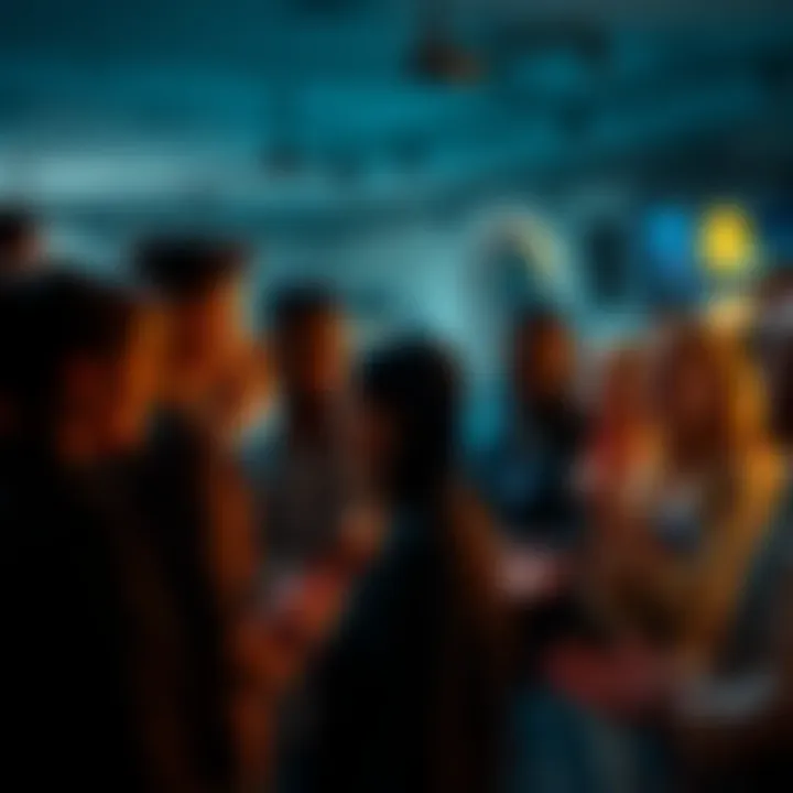 A diverse group of people discussing their favorite curse techniques in a lively setting, each expressing their unique preferences and ideas.