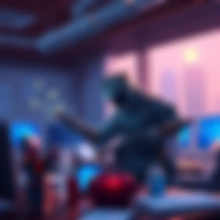 Illustration of a character creating cursed tools in a corporate boardroom setting, surrounded by ordinary objects and glowing energy.