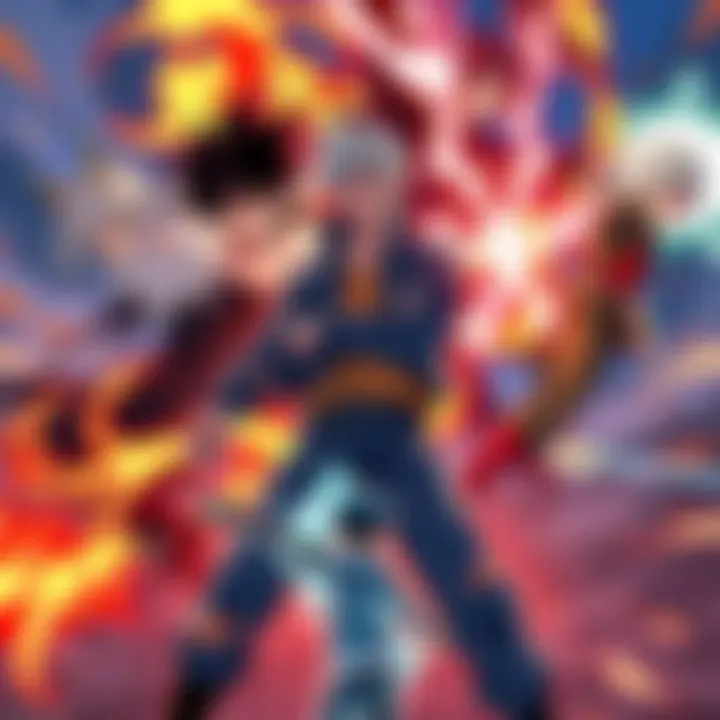 Illustration of Ryomen Sukuna, Yuji Itadori, Dabura Karaba, Yuta Okkotsu, and Satoru Gojo showcasing their cursed techniques in an intense battle scene.