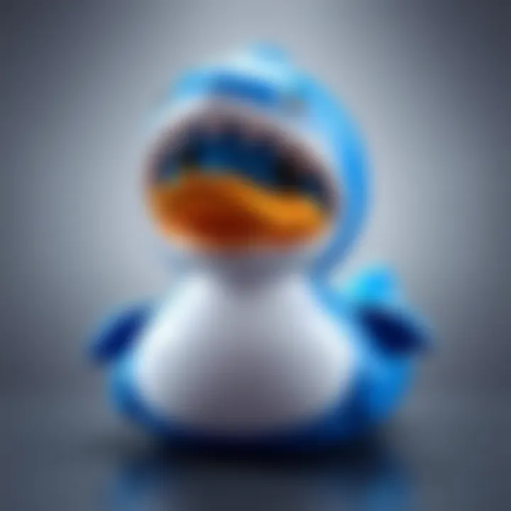 A cute, personalized GawrGura-themed rubber ducky, showcasing blue and white colors with shark fins, ideal for fans and collectors.