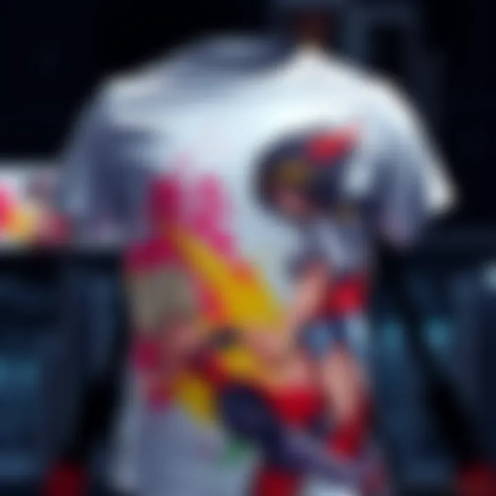 A T-shirt designed with vibrant manga artwork from the Manga Plus app