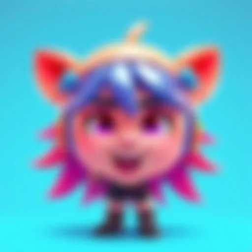 A colorful illustration of a custom Live2D Vtuber model, showcasing a unique character design with vibrant colors and expressive features, perfect for streaming.