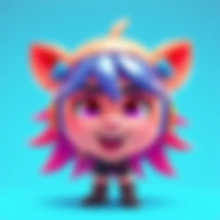 A colorful illustration of a custom Live2D Vtuber model, showcasing a unique character design with vibrant colors and expressive features, perfect for streaming.