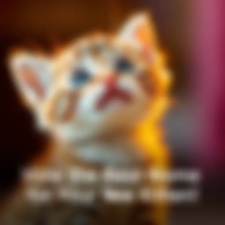A playful kitten looking up with curiosity, inviting suggestions for names