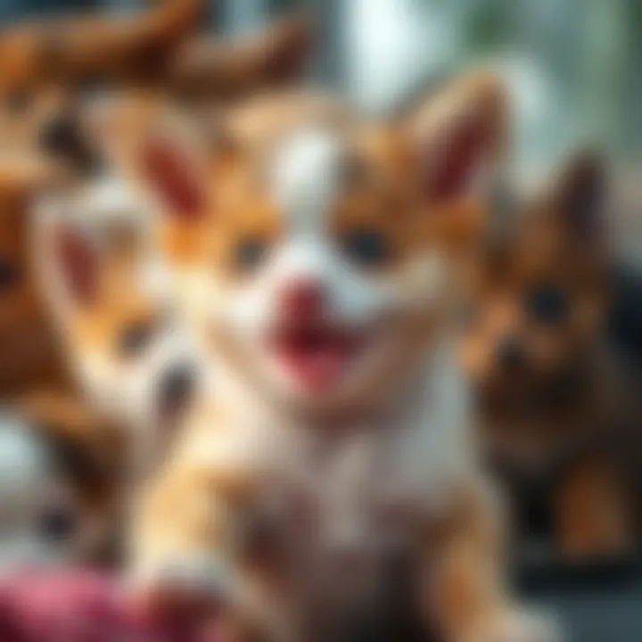 A collection of cute animals like puppies and kittens, capturing their adorable expressions and playful behavior