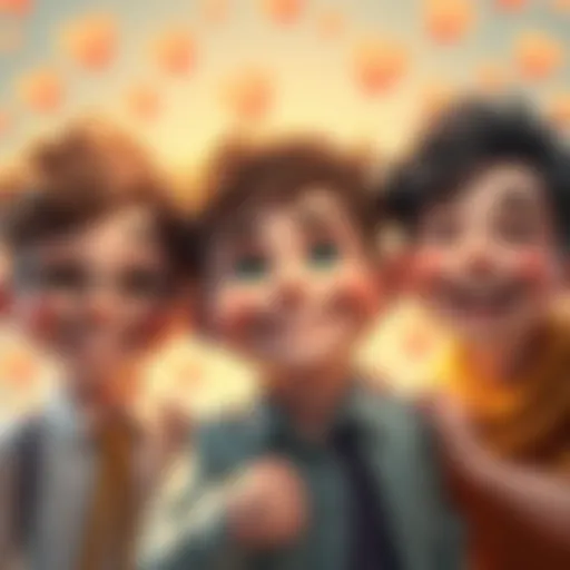 Adorable characters with cheerful expressions and playful poses, showcasing their charm and cuteness.