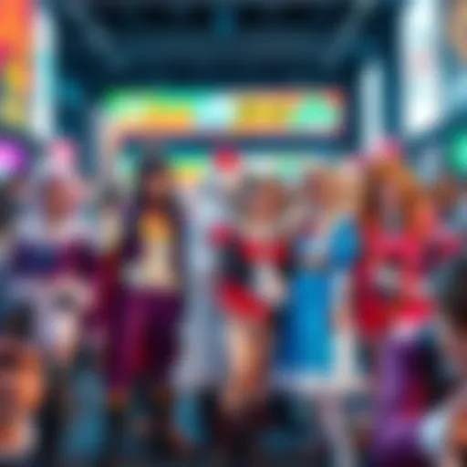A colorful display of different JoJo costumes with fans expressing their favorites
