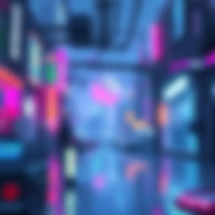 A futuristic city skyline with neon lights, showcasing technology and urban life inspired by Ghost in the Shell.