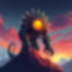 Cyclops Monster Illustration A depiction of a cyclops, a giant with one large eye, standing in a mountainous landscape, showcasing its strength and mystique.