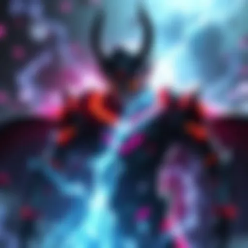 Dabura surrounded by dark energy, showcasing his new powers and shadowy effects, ready for battle.