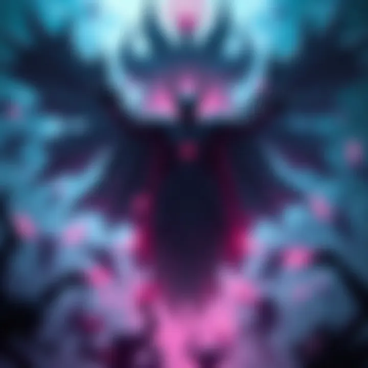 Dabura Karaba manipulating darkness in his domain, with enemies floating helplessly around him.