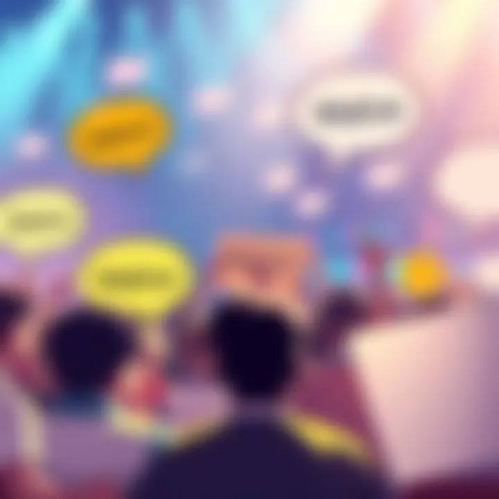 A vibrant community discussion about Dabura's technique with various words like 'Malice' and alternatives highlighted in speech bubbles, showing excitement and debate among fans.