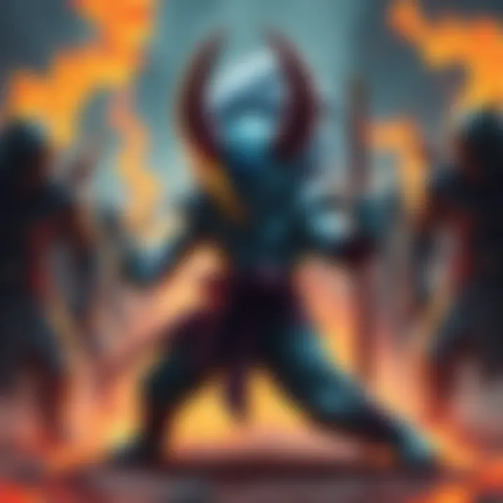 Dabura preparing for a fight, showing determination and strength, set against a background of fierce opponents.